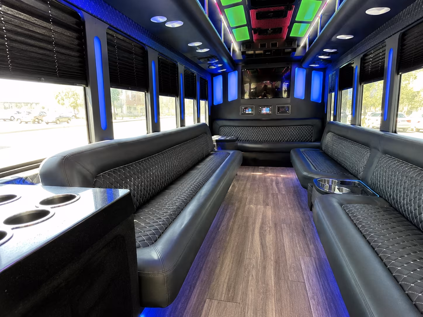 bedford 15 passenger party bus inside