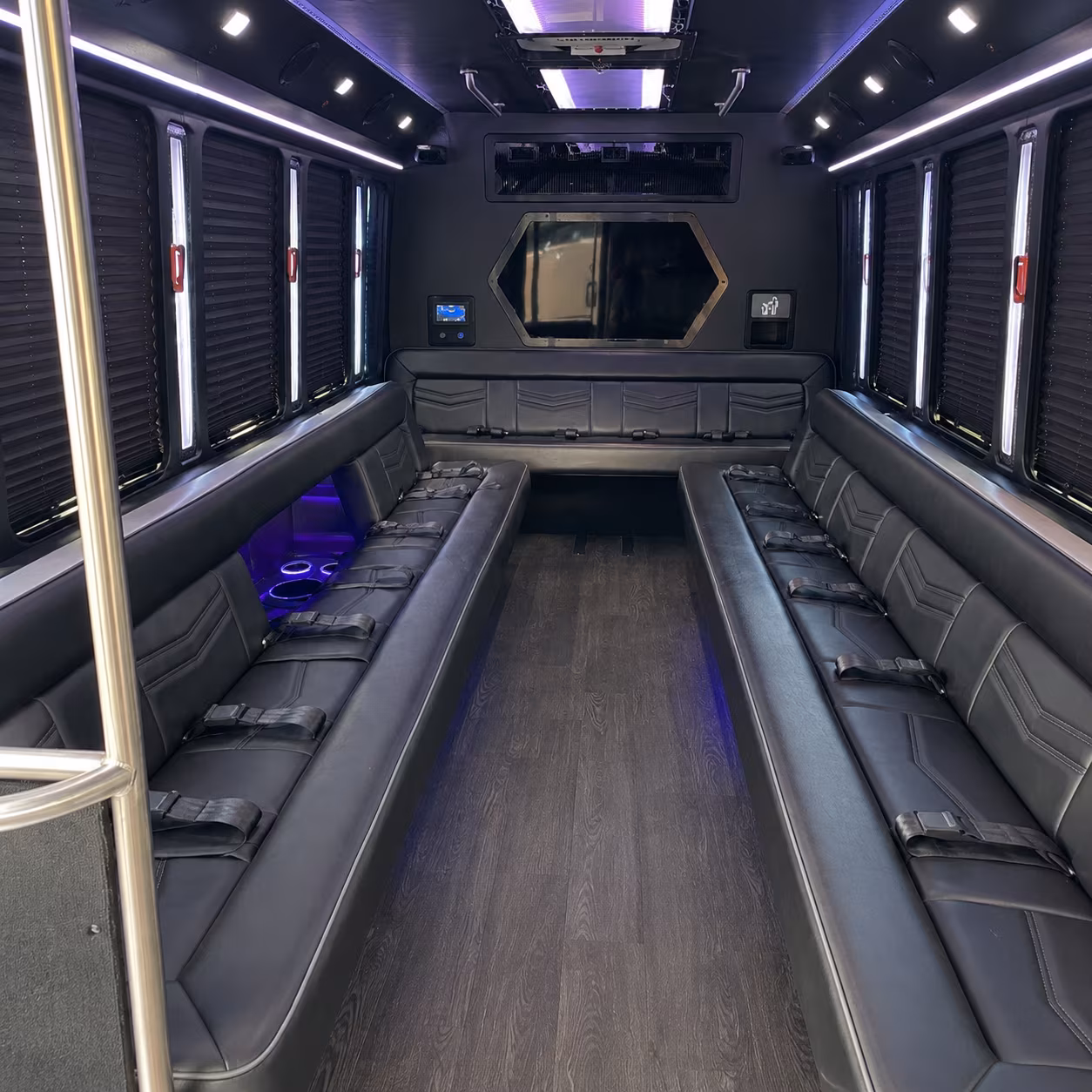 bedford 18 passenger party bus interior