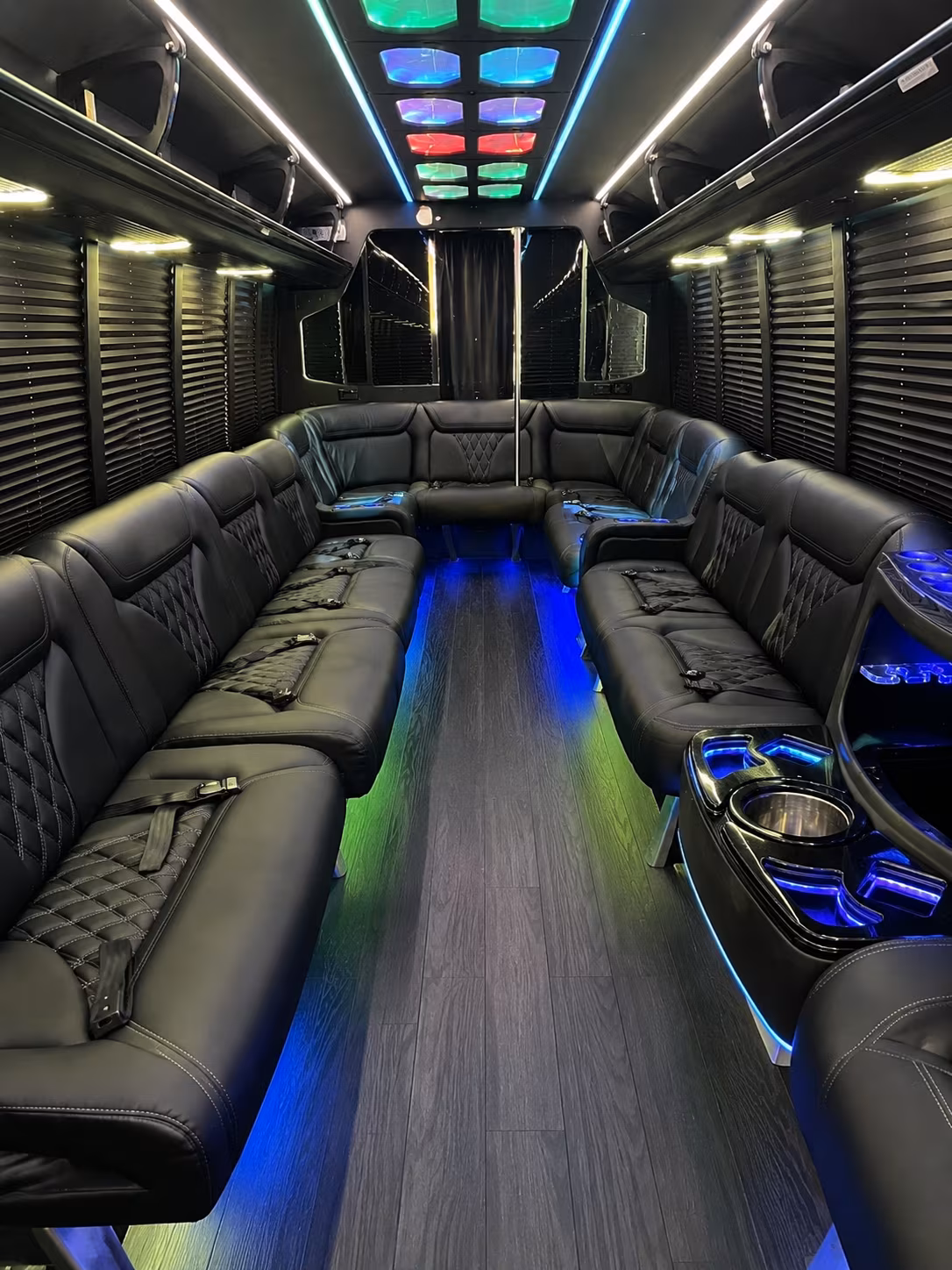 bedford 20 passenger party bus interior