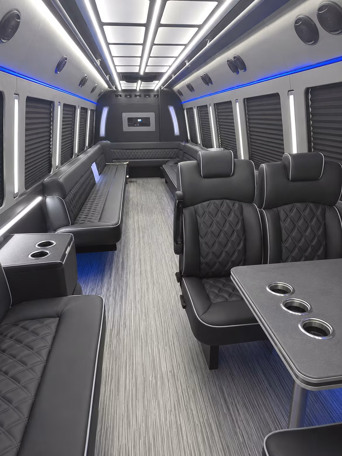 bedford 25 passenger party bus inside