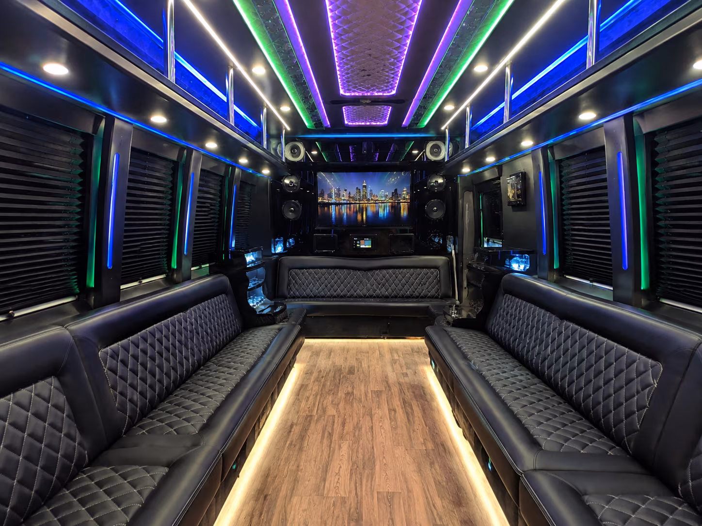 bedford 25 passenger party bus interior
