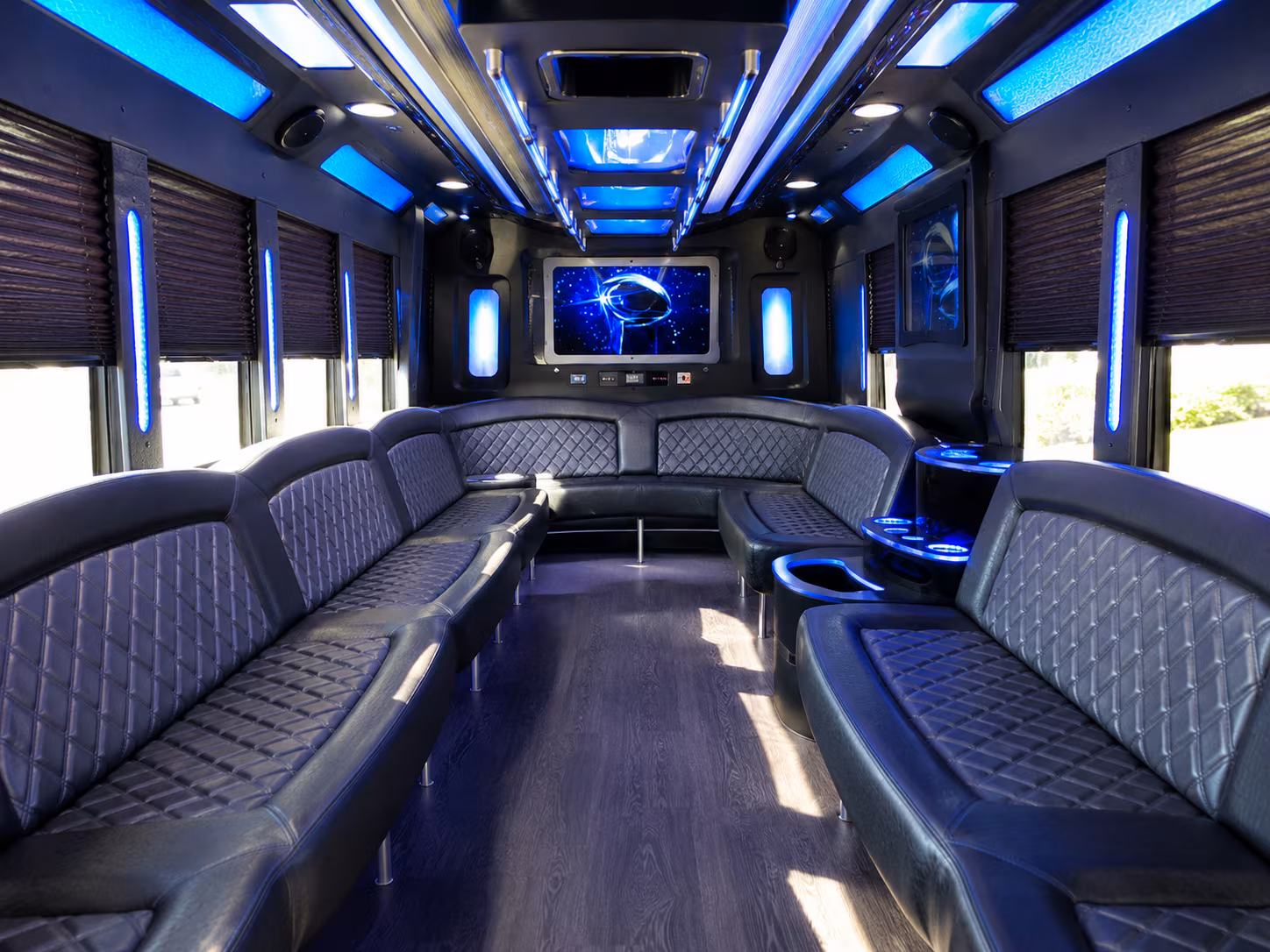 bedford 28 passenger party bus inside