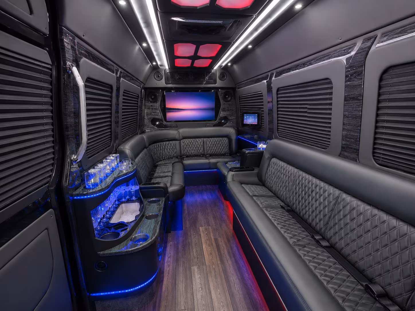 bedford 28 passenger party bus interior