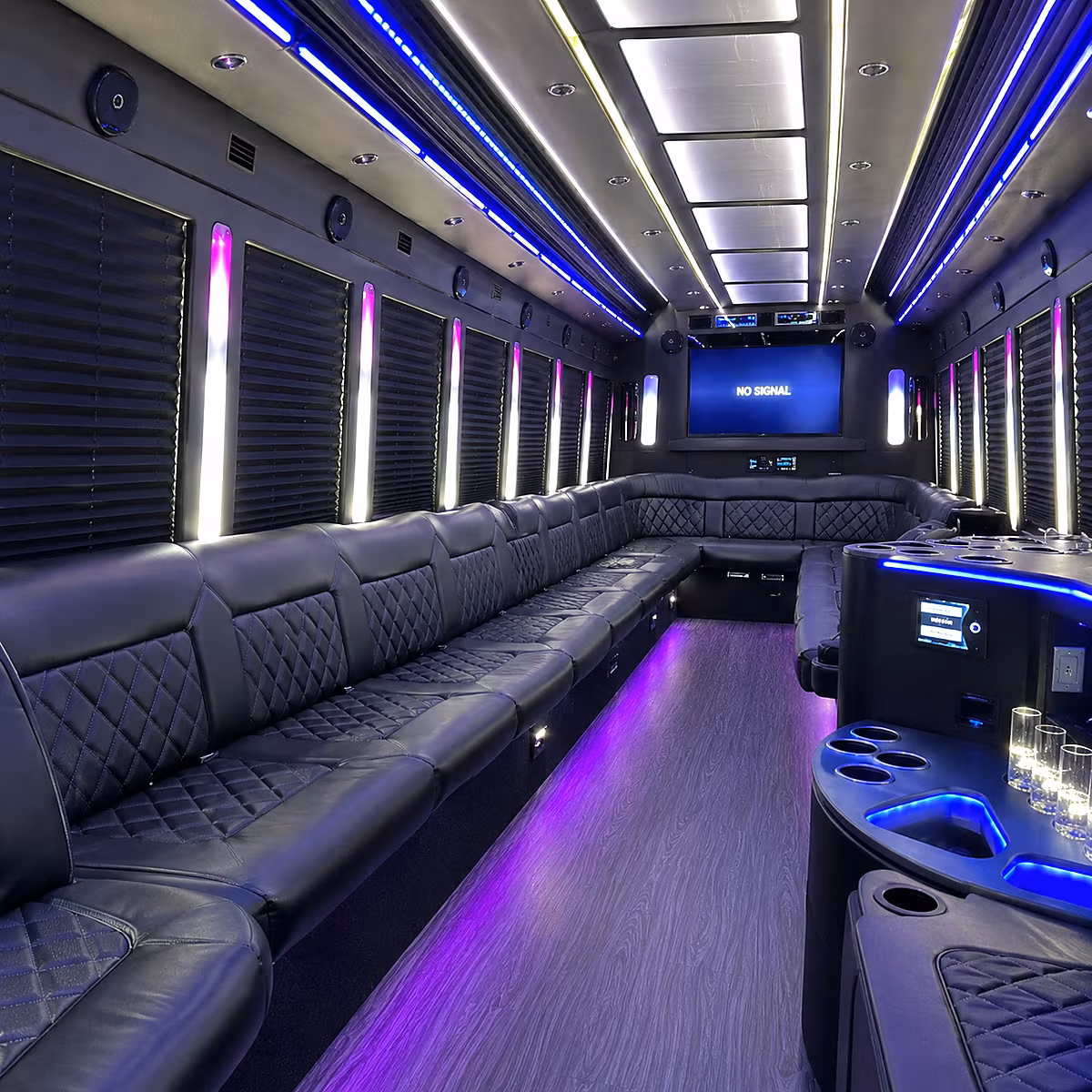 bedford 30 passenger party bus inside