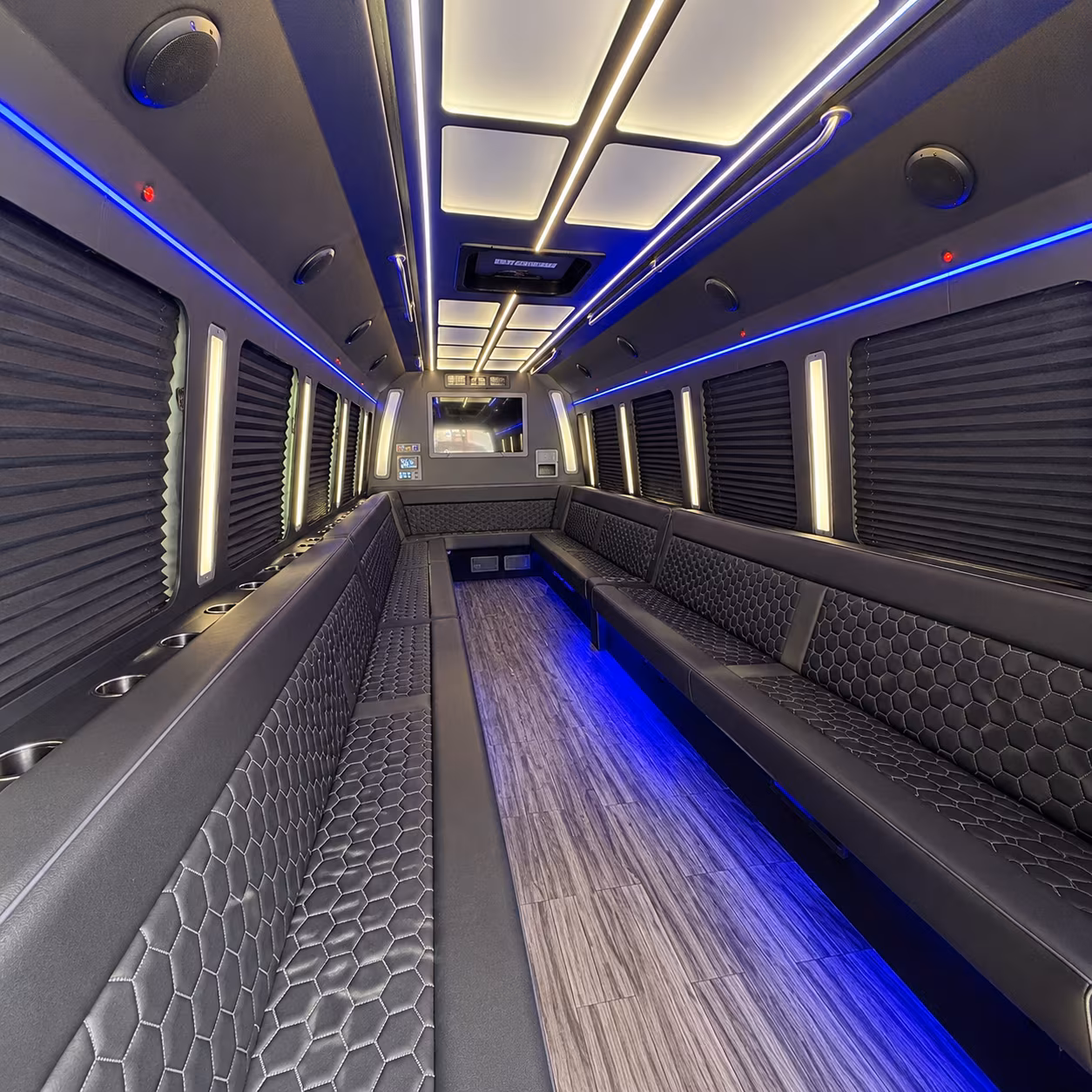 bedford 30 passenger party bus interior