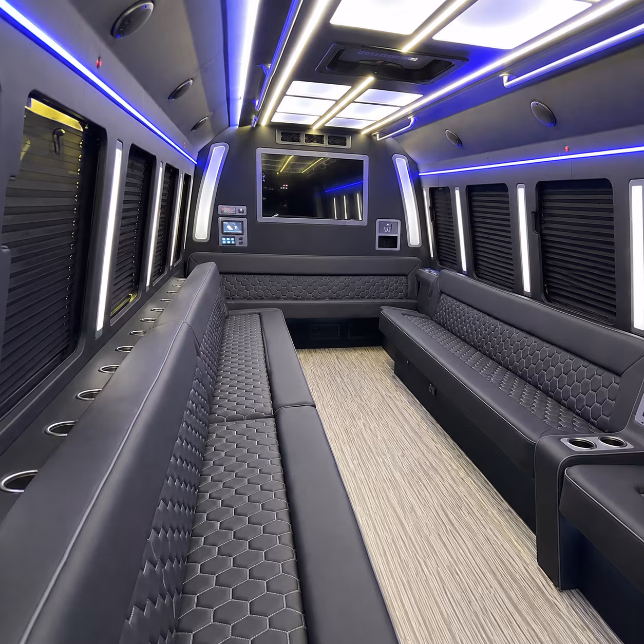 bedford 40 passenger party bus inside