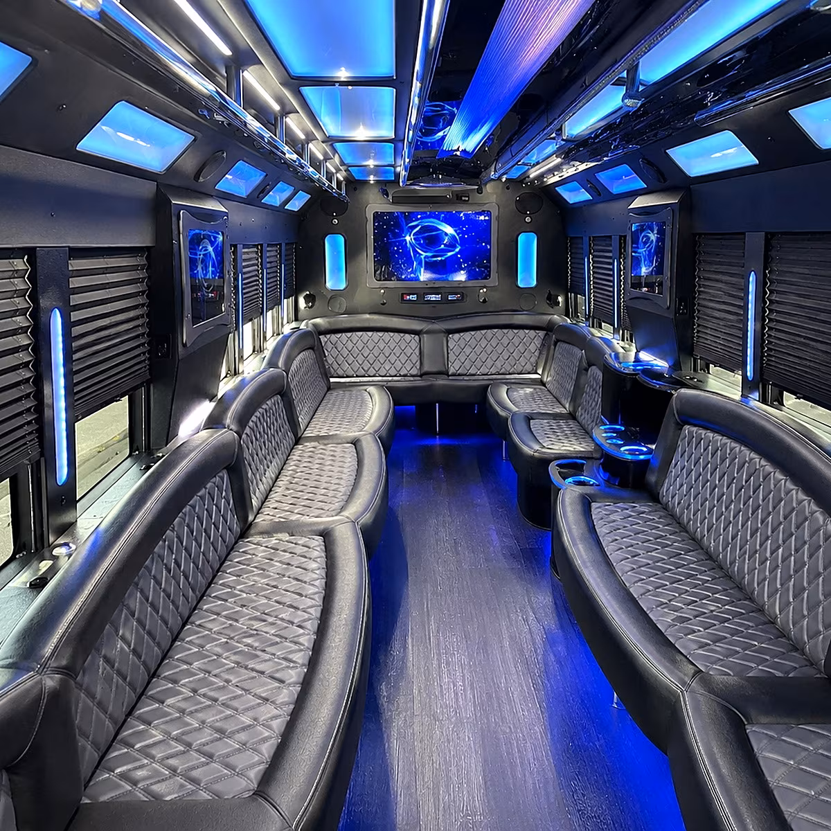 bedford 50 passenger party bus interior
