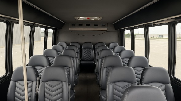Interior of Charter Bus Company Bedford's 15 Passenger Minibus in Bedford