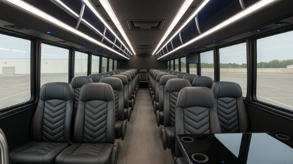 Interior of Charter Bus Company Bedford's 18 Passenger Minibus in Bedford