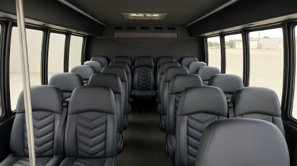 Interior of Charter Bus Company Bedford's 28 Passenger Mini bus in Bedford