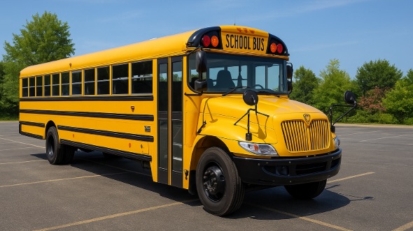 Exterior of Charter Bus Company Bedford's School Bus in Bedford